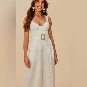 Farm Rio Off-White Premium Linen Jumpsuit M
